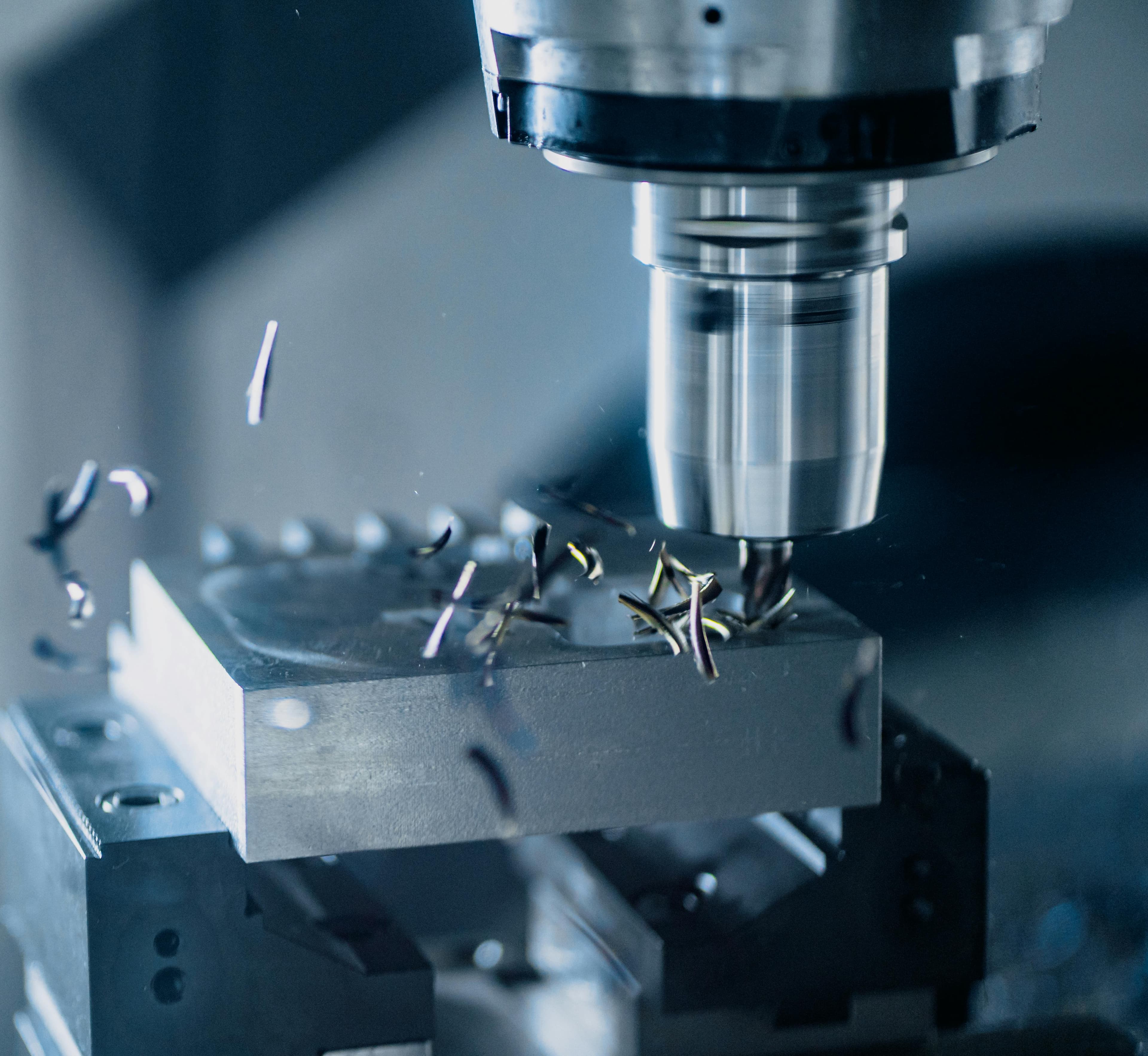 CNC milling machine cutting metal